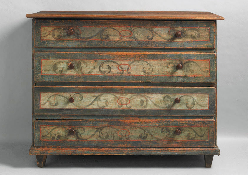 Fine Early Paint Decorated Chest of Drawers
