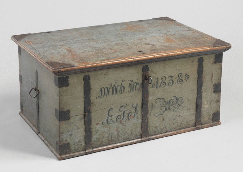 Unusual Metal Bound Marriage Chest