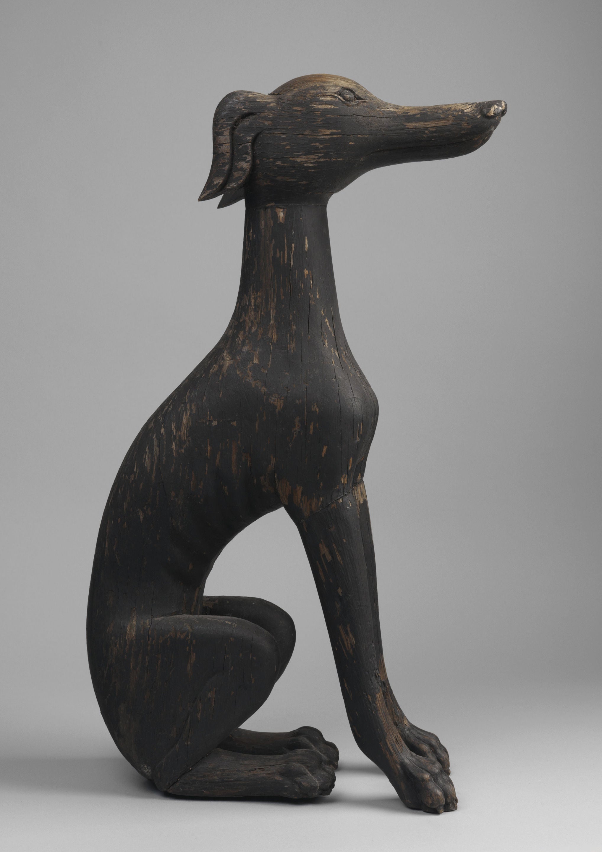 Folk Art Sculpture of A Seated Greyhound