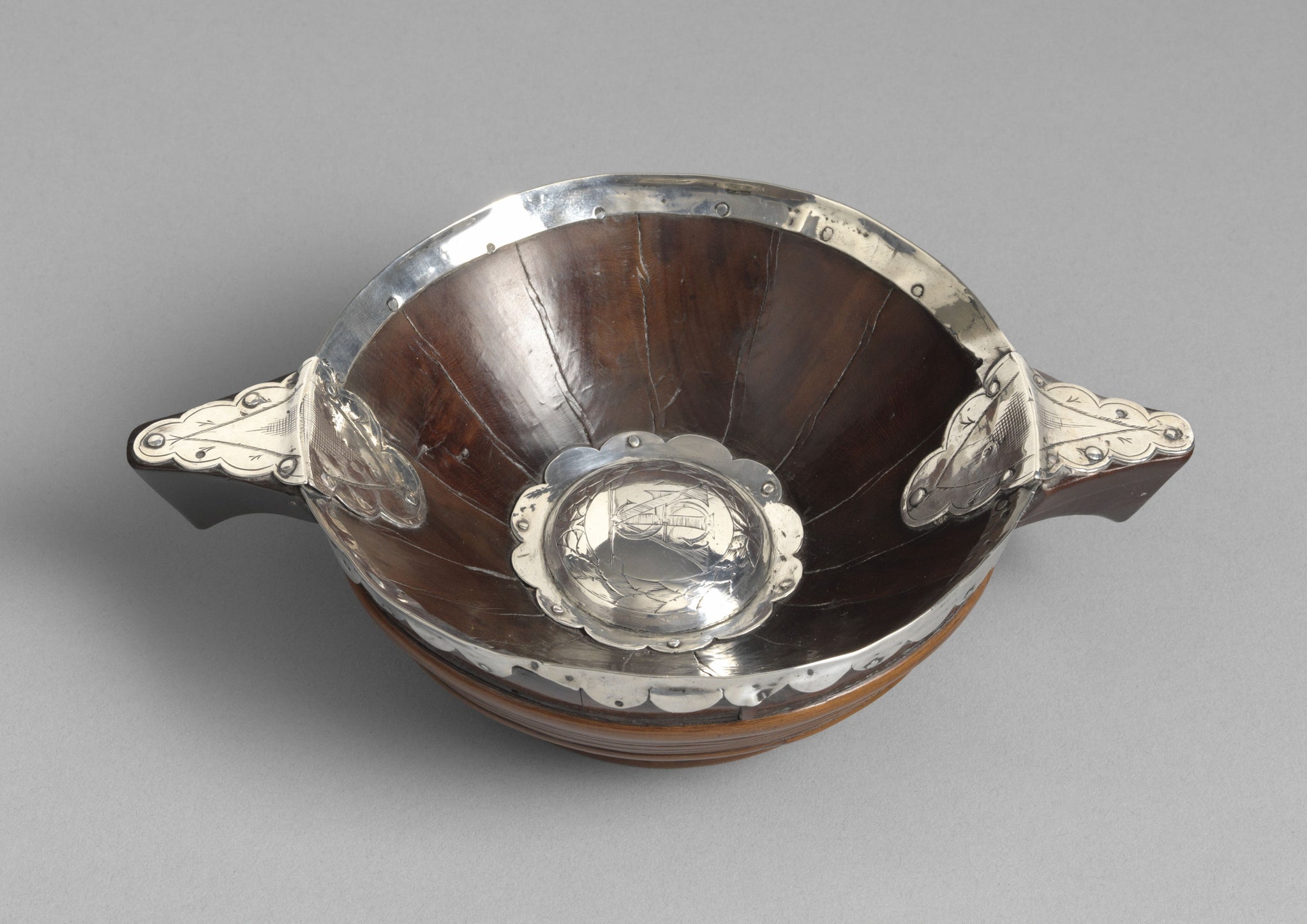 Fine Early Silver Mounted Quaich.