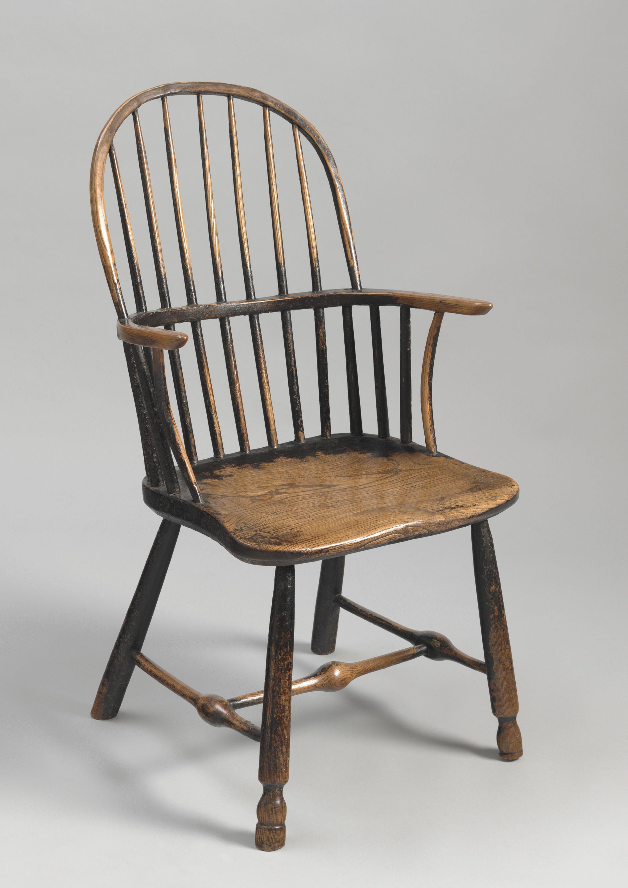 George III Period Primitive Bow Backed Windsor Armchair.