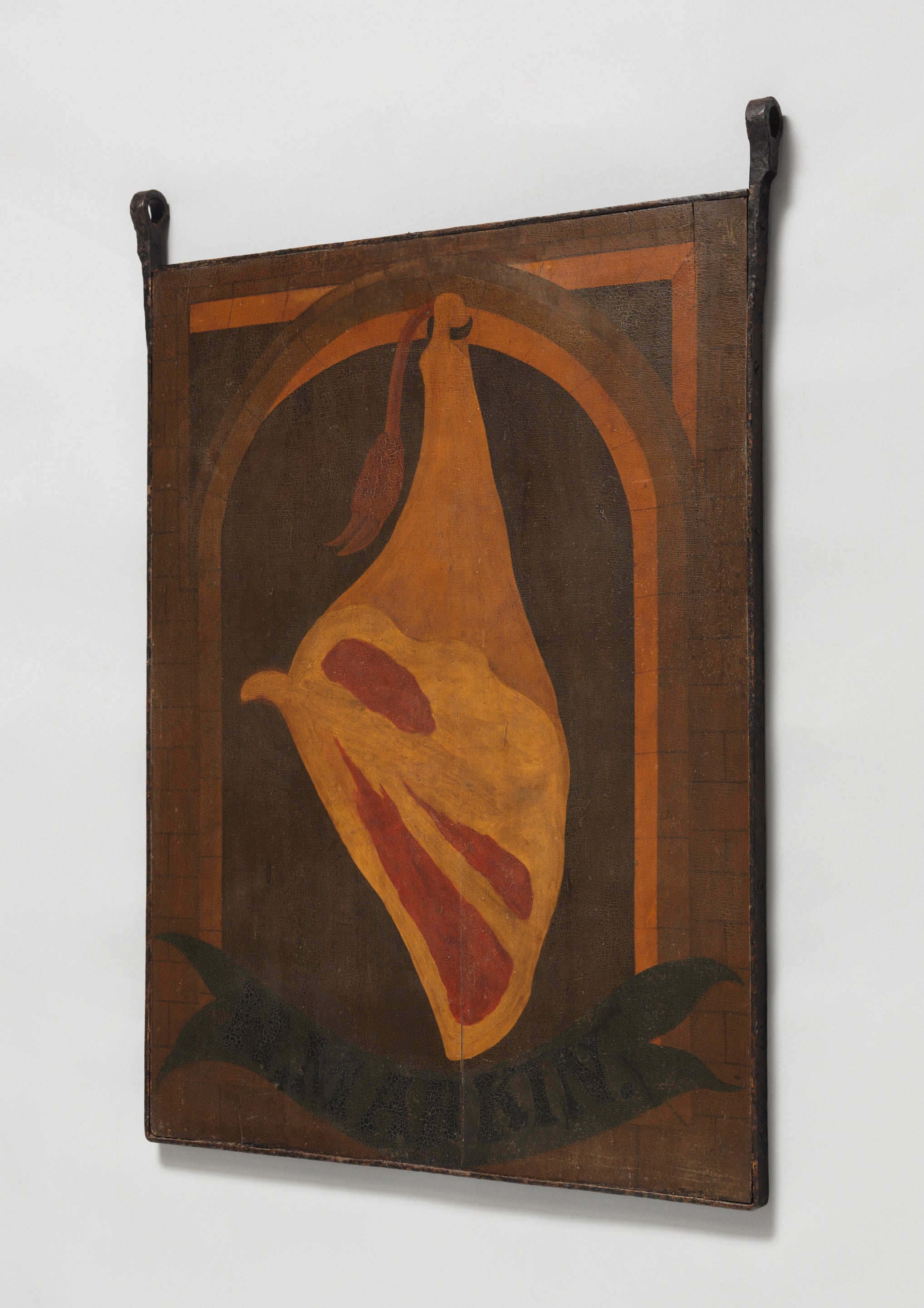 Original Double-Sided Butcher's Trade Sign For 'H.M. ARKIN'.