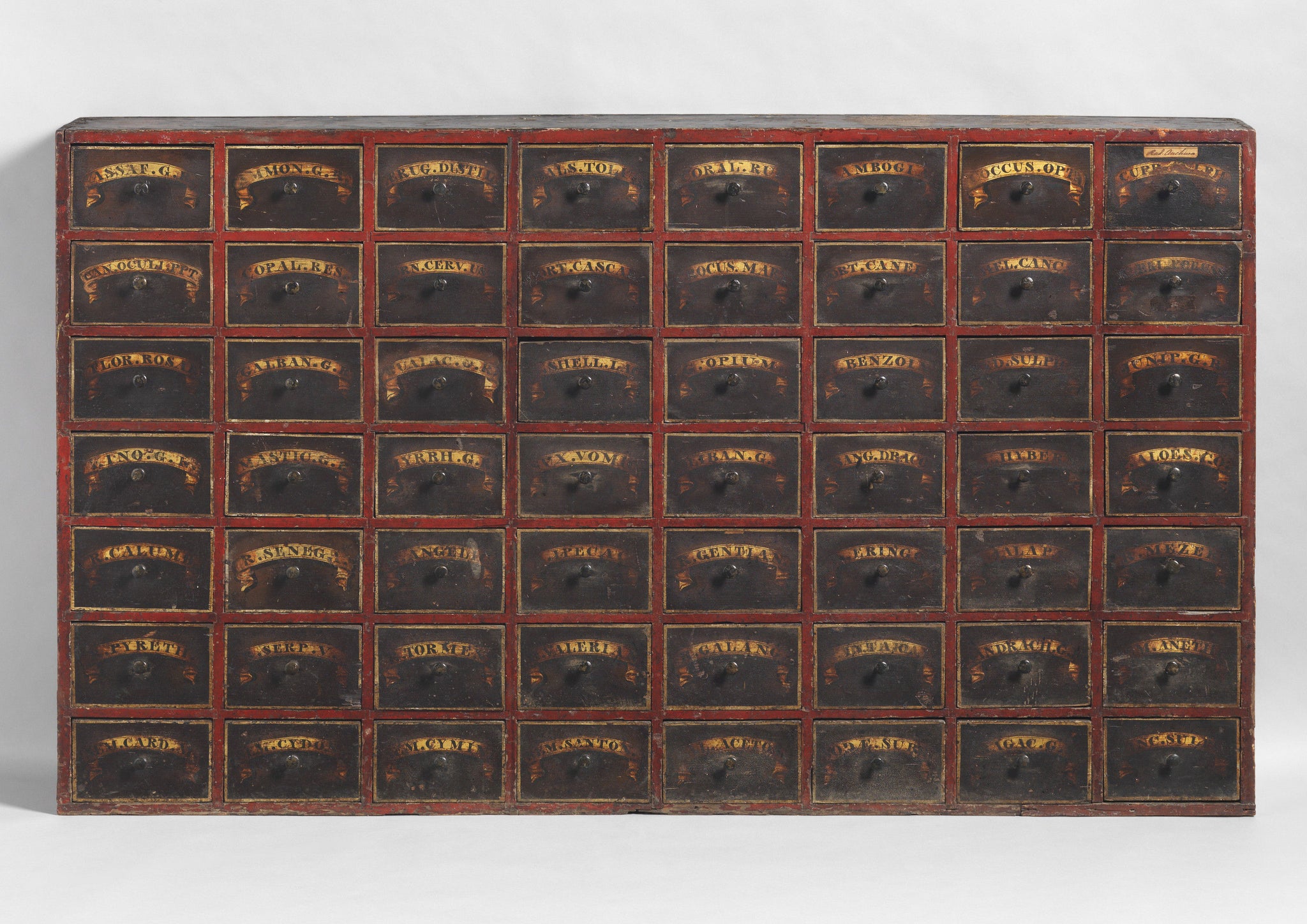 Exceptional Nest of 48 Apothecary Drawers