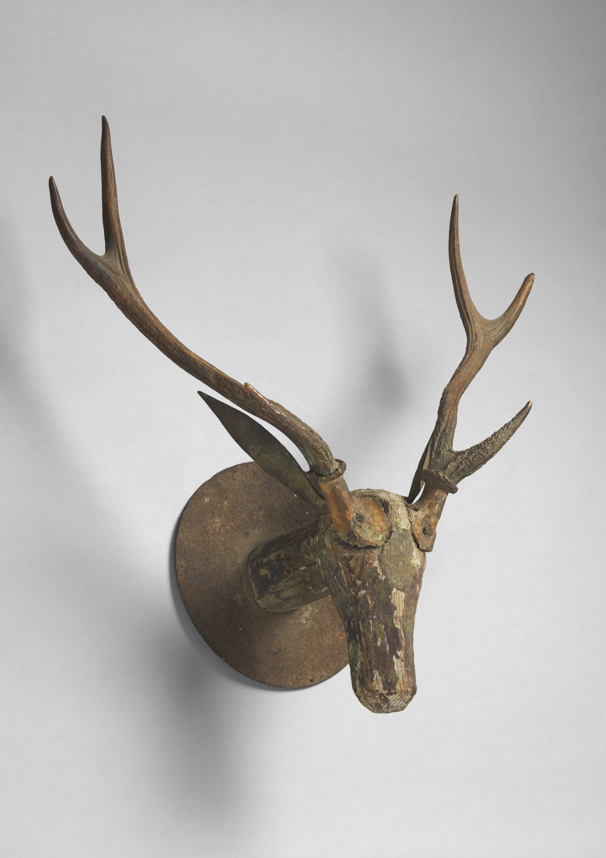 Rare Primitive Sculptural Stag's Head Trophy