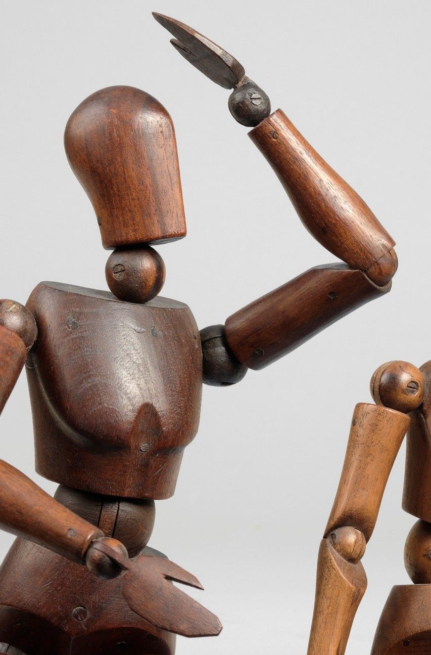 Three Original Articulated Artist's Mannequins or "Lay" Figures