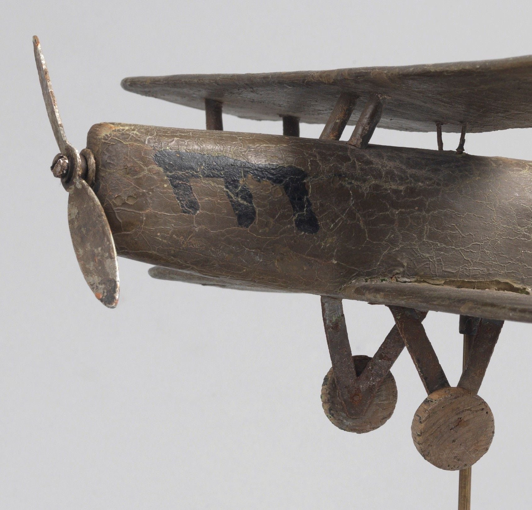 Unusual Folk Art Bi-Plane Weathevane