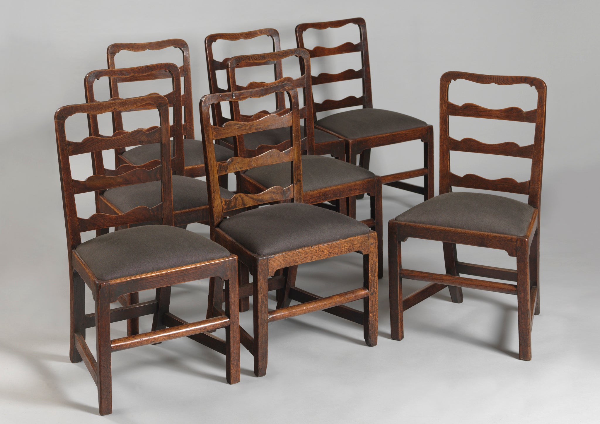 Rare Set Of Eight Provincial Chippendale Style Chairs