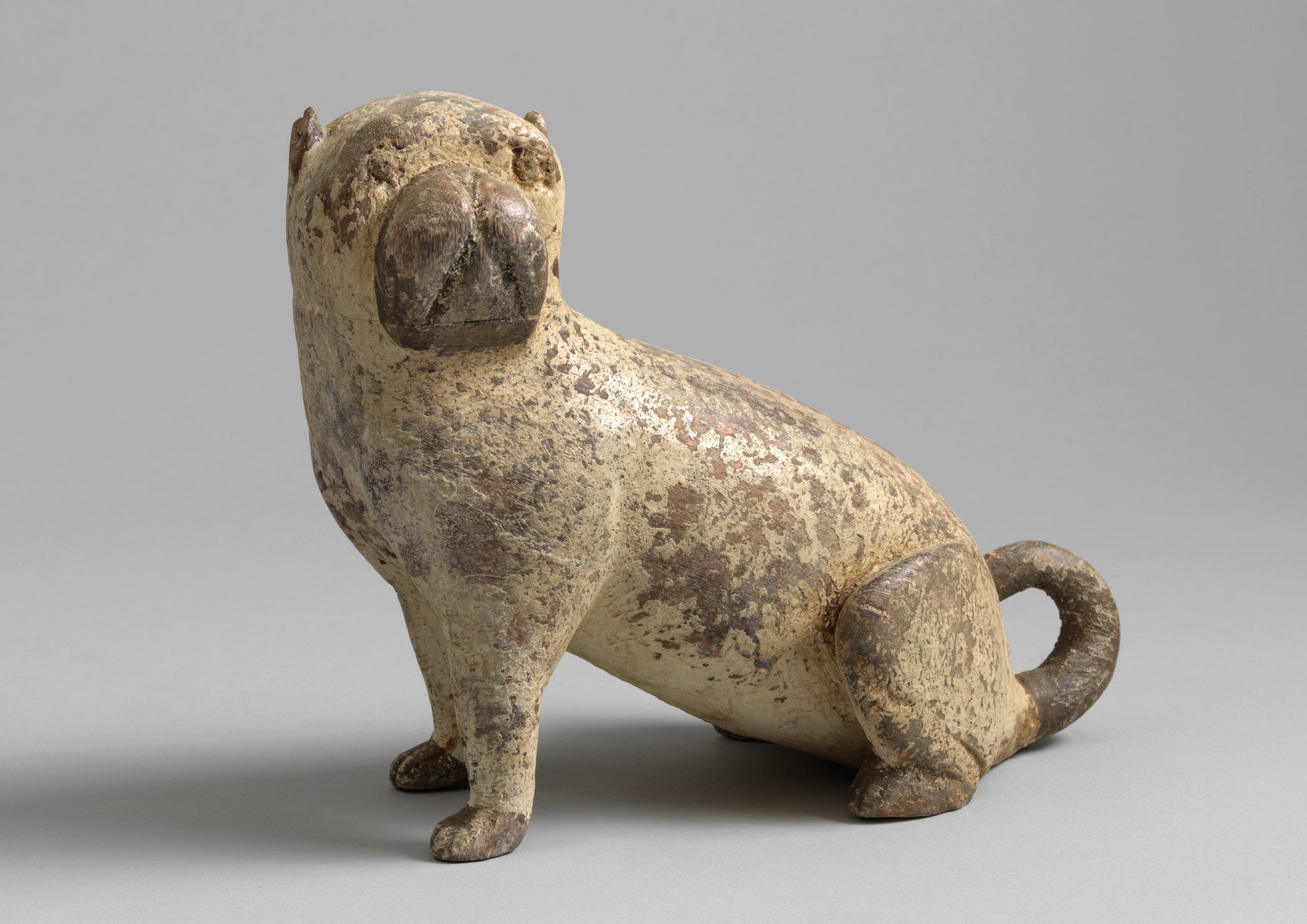 Engaging Folk Art Sculpture Of A Pug Dog