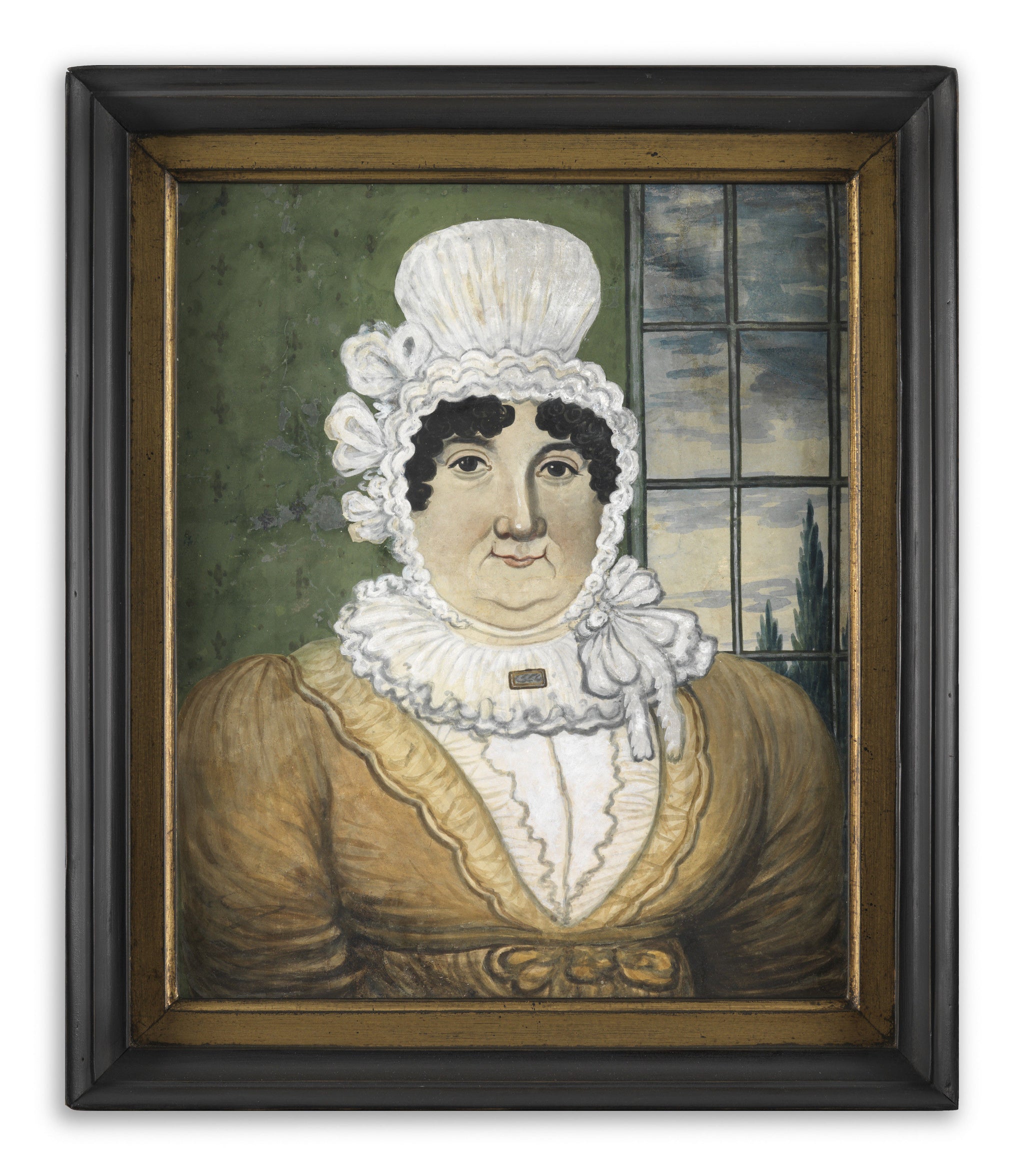 Rare Large Naive Watercolour Portrait