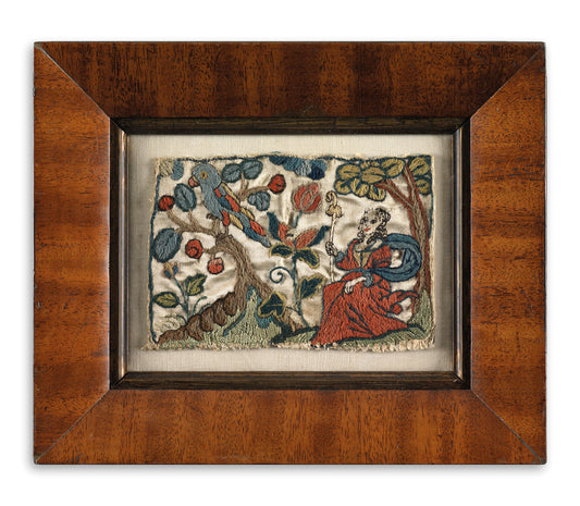 Fine Pair of Early Pictorial Needlework Panels