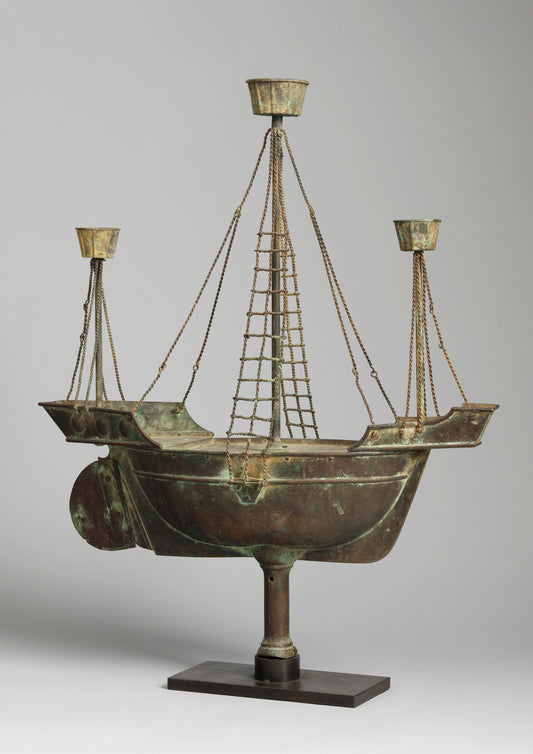 Rare Full Bodied Twin Masted Ship Weathervane