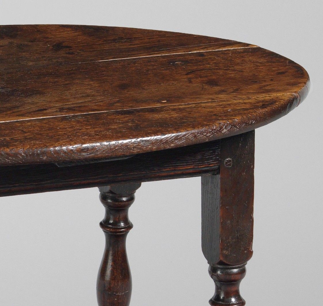 Rare Early Oval Topped Joined Baluster Leg Table