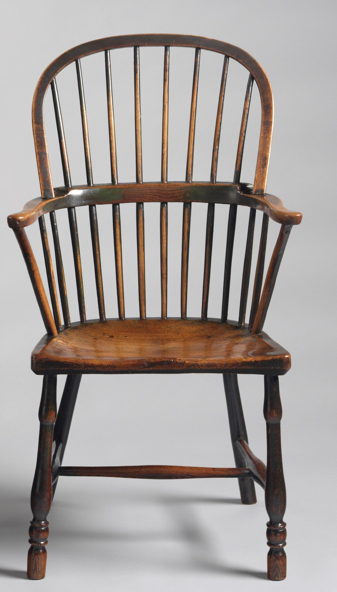 Two Georgian Double Bow Windsor Armchairs
