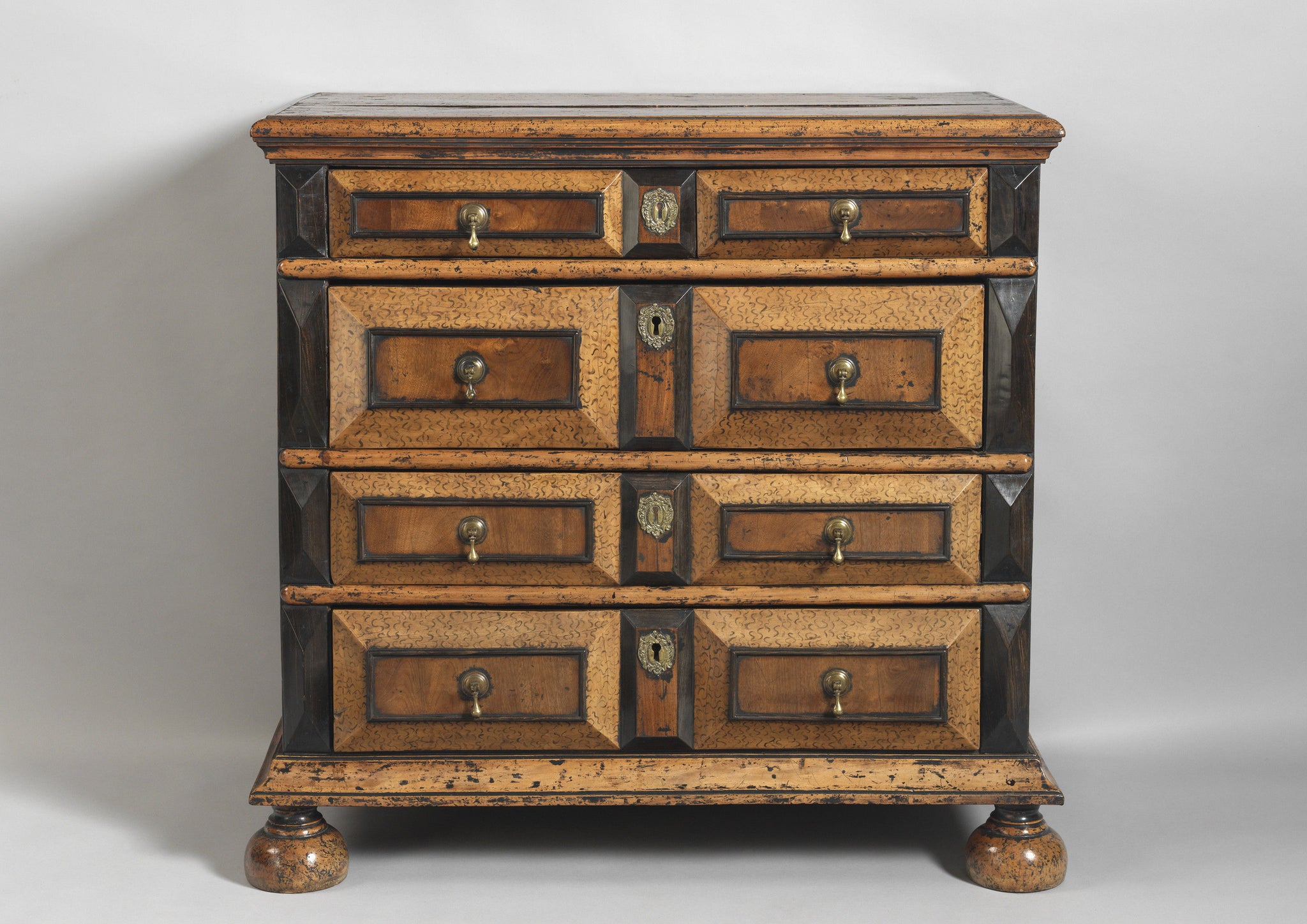 A Unique and Significant William and Mary Period Chest of Four Drawers