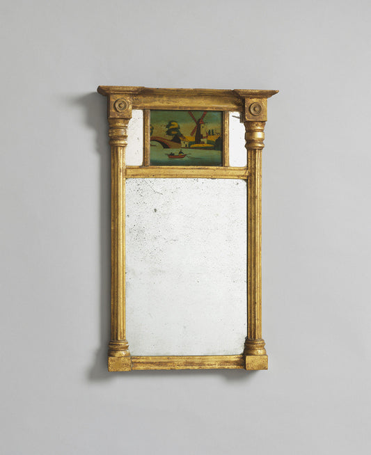 Unusual Primitive "Verre Eglomise" Mirror