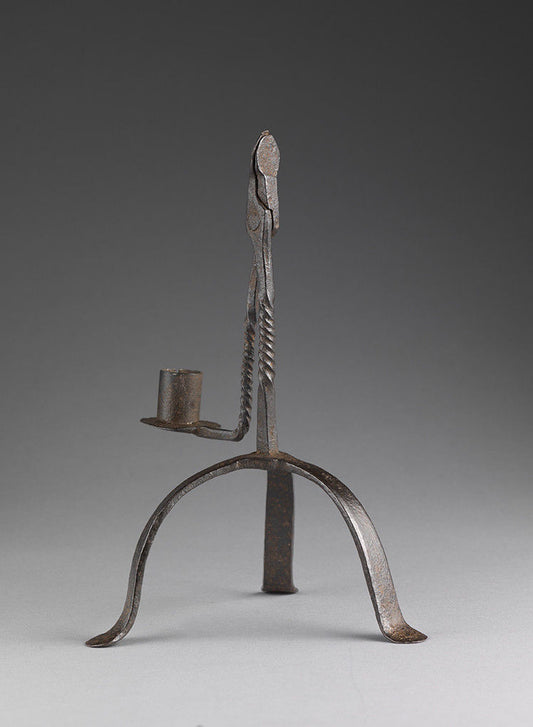 Unusual Georgian Tripod Table Rushlight Nip and Candleholder