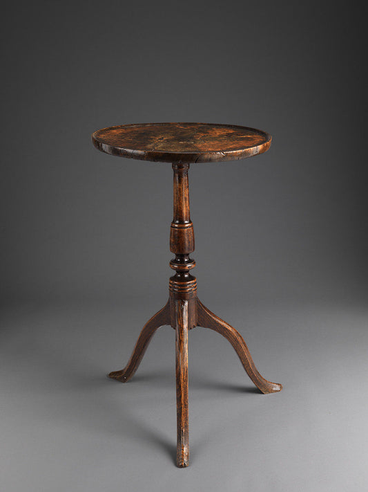 Single Plank Dished Burr Oak Top Tripod Wine Table
