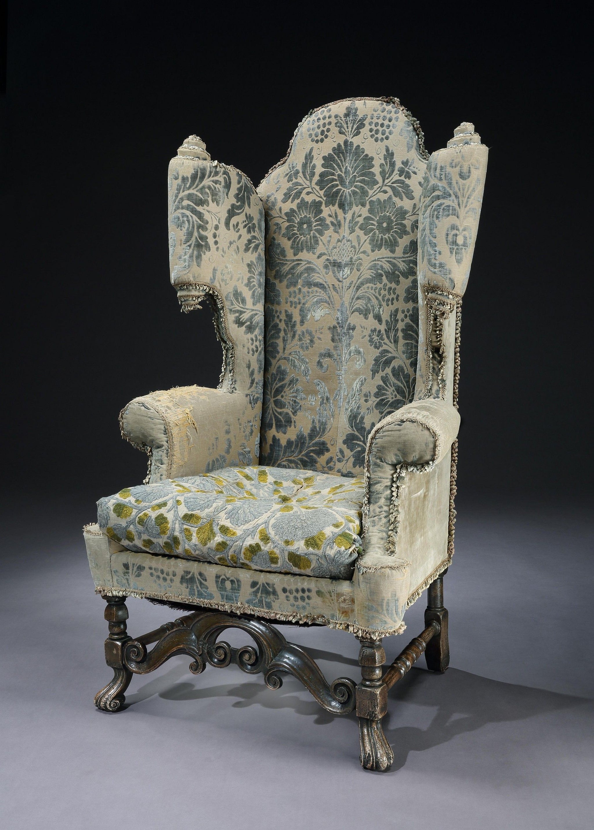 Magnificent Carolean Style Scroll Wing Armchair