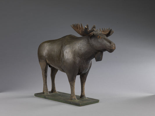 Engaging Folk Art Sculpture of a Moose