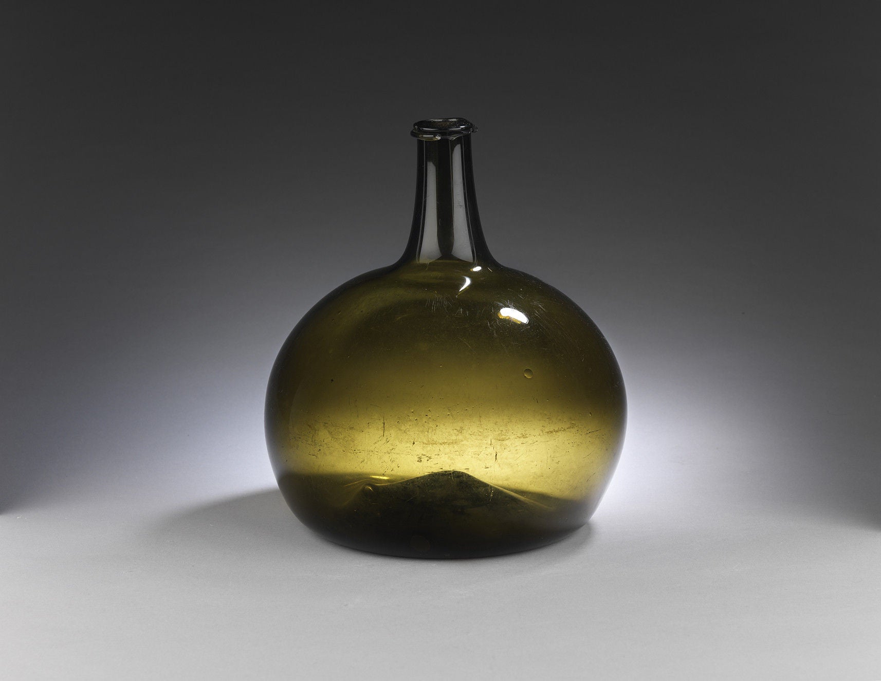 Large Early Hand Blown Wine Bottle