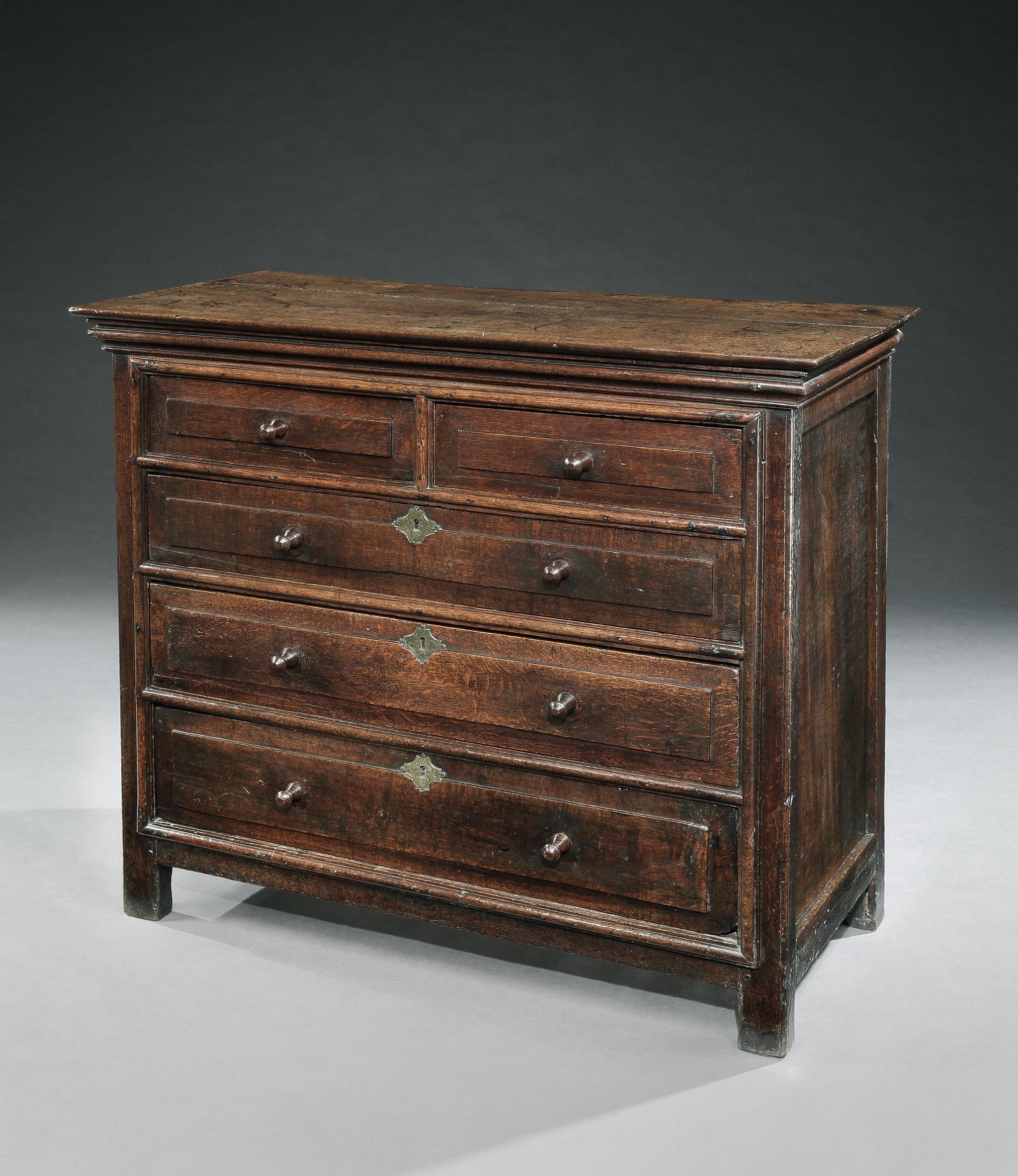 A Rare Puritan Period Chest of Five Drawers