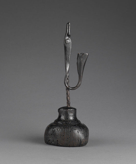 Unusual Early Rushlight Nip and Candleholder