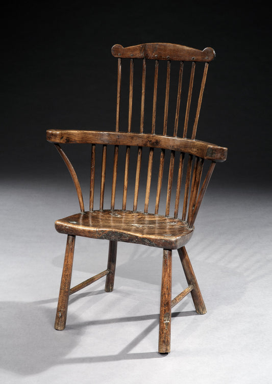 Unusual Early Primitive Comb Back Windsor Armchair